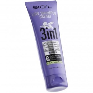 شامپو نرم کننده کرمی مو بیول 3 در 1 Biol Low Shampoo Cream تیوپی 250 میل